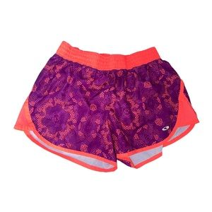 Women’s Shorts Champion Duo Dry Size Large Workout Orange Purple Drawstring